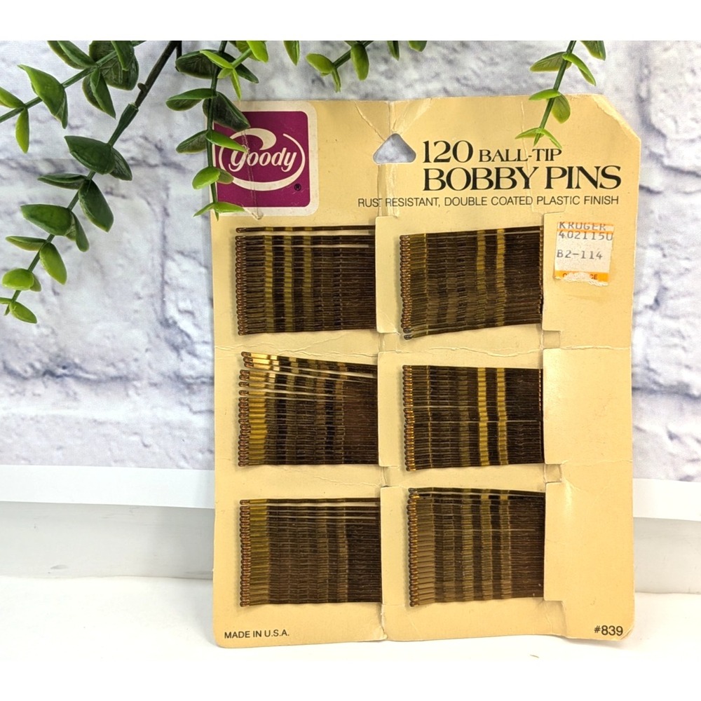 VTG 1982🚨Goody Bobby Pins 120* Rust Resistant Double Coated Gold/Brass #839 USA